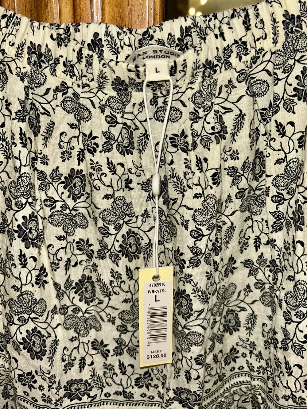 Max Studio Cream and Black Floral Maxi Skirt - Picture 3 of 5